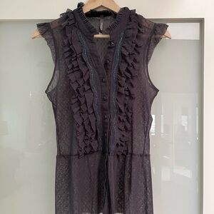 Charlotte Russe Sheer Black Ruffled Blouse